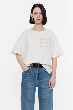 Cheap BIMBA Y LOLA Camiseta Logo Bordado Marfil