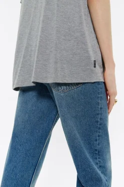 Fashion BIMBA Y LOLA Camiseta Oversize Larga Lurex Gris