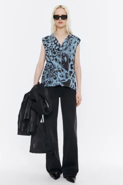 Cheap BIMBA Y LOLA Camiseta Recta Algodon Animal Mix Azul