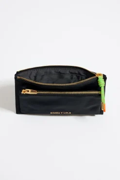 New BIMBA Y LOLA Cartera Doble Nylon Negra