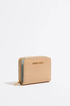 Clearance BIMBA Y LOLA Cartera Solapa Grabado Cocodrilo Arena