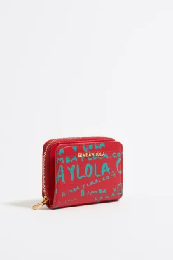 Store BIMBA Y LOLA Cartera Solapa Grabado Cocodrilo Roja