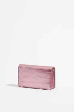 New BIMBA Y LOLA Cartera Solapa Grabado Cocodrilo Rosa Claro