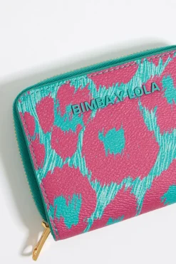 New BIMBA Y LOLA Cartera Solapa Leopard Turquesa
