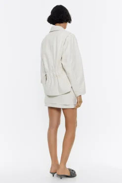 Fashion BIMBA Y LOLA Cazadora Biker Piel Gris Hielo