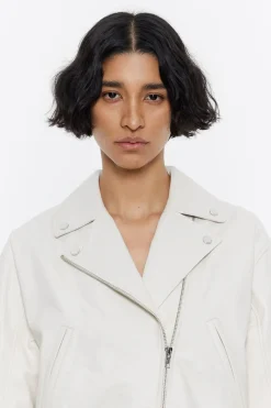 Fashion BIMBA Y LOLA Cazadora Biker Piel Gris Hielo