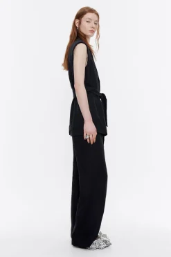 Fashion BIMBA Y LOLA Chaleco Cruzado Lino Negro Lavado