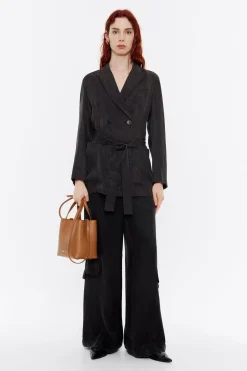 New BIMBA Y LOLA Chaqueta Fluida Cruzada Negra