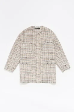 Shop BIMBA Y LOLA Chaqueta Tweed Desflecada Marfil