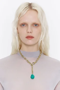 New BIMBA Y LOLA Collar Cadena Y Piedra Turquesa