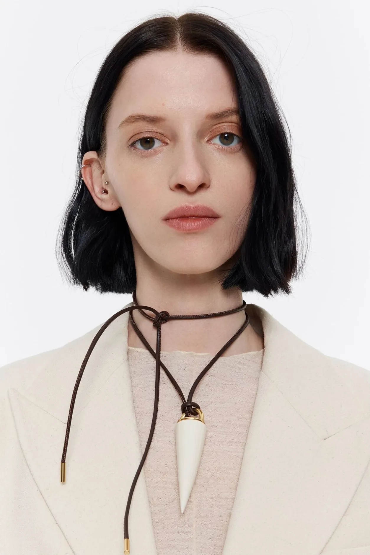 Shop BIMBA Y LOLA Collar Cordon Piel Y Pincho Ceramica