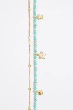 Online BIMBA Y LOLA Collar Doble Estrella De Mar Y Cadena Turquesa