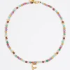 Clearance BIMBA Y LOLA Collar Letra F Piedras Multicolores