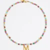 Best BIMBA Y LOLA Collar Letra M Piedras Multicolores