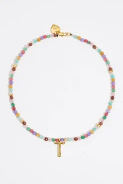 Hot BIMBA Y LOLA Collar Letra T Piedras Multicolores
