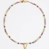 Best BIMBA Y LOLA Collar Letra V Piedras Multicolores