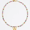 Fashion BIMBA Y LOLA Collar Letra W Piedras Multicolores