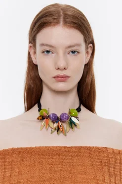 Online BIMBA Y LOLA Collar Piedras Resina Petalos Azul