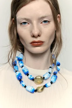 Online BIMBA Y LOLA Collar Resinas Azules Estrella De Mar Dorado Mate