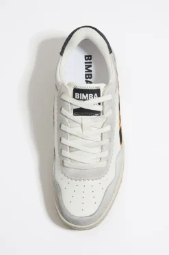 Clearance BIMBA Y LOLA Deportiva Cupsole Piel Print Leopard Blanca