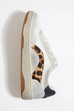 Clearance BIMBA Y LOLA Deportiva Cupsole Piel Print Leopard Blanca