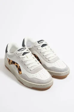 Cheap BIMBA Y LOLA Deportiva Cupsole Piel Print Leopard Blanca
