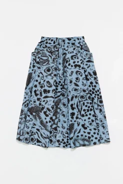 Hot BIMBA Y LOLA Falda Algodon Midi Animal Mix Azul