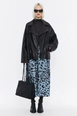 Hot BIMBA Y LOLA Falda Algodon Midi Animal Mix Azul