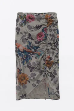 Outlet BIMBA Y LOLA Falda Fruncida Canary Caqui