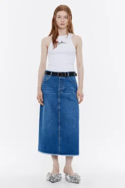 Best Sale BIMBA Y LOLA Falda Midi Denim Azul