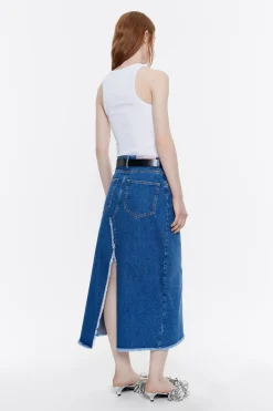 Best Sale BIMBA Y LOLA Falda Midi Denim Azul