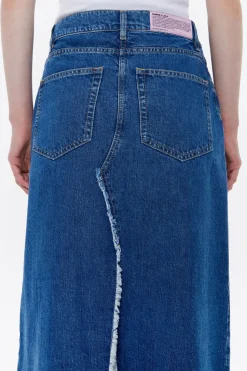 Best Sale BIMBA Y LOLA Falda Midi Denim Azul