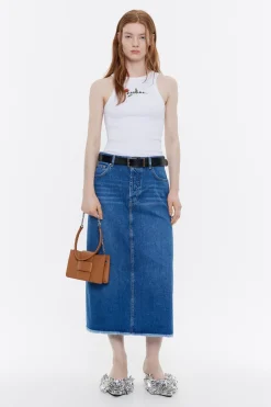 Best Sale BIMBA Y LOLA Falda Midi Denim Azul