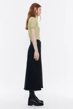 Discount BIMBA Y LOLA Falda Midi Denim Negra