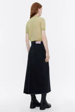 Discount BIMBA Y LOLA Falda Midi Denim Negra