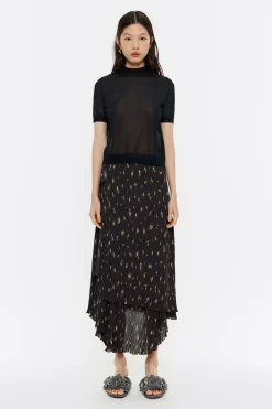 Discount BIMBA Y LOLA Falda Midi Flowers Negra