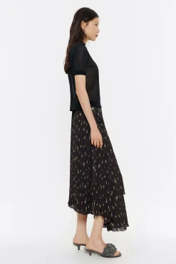 Discount BIMBA Y LOLA Falda Midi Flowers Negra