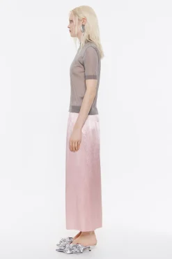 Best BIMBA Y LOLA Falda Midi Saten Rosa