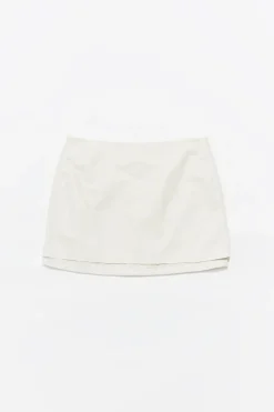 Shop BIMBA Y LOLA Falda Mini Piel Gris Hielo