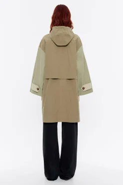 Best Sale BIMBA Y LOLA Gabardina Linea A Algodon Caqui