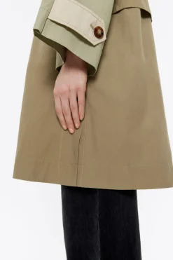 Best Sale BIMBA Y LOLA Gabardina Linea A Algodon Caqui