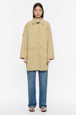 Best BIMBA Y LOLA Gabardina Recta Midi Ocre