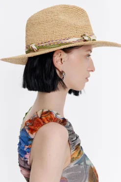 New BIMBA Y LOLA Gorro Rafia Natural Marfil