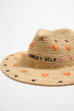Outlet BIMBA Y LOLA Gorro Rafia Natural Naranja