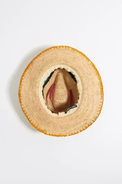 Shop BIMBA Y LOLA Gorro Rafia Natural Rayas