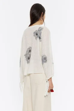 Discount BIMBA Y LOLA Jersey Fruncido Lino Canary Pop Blanco