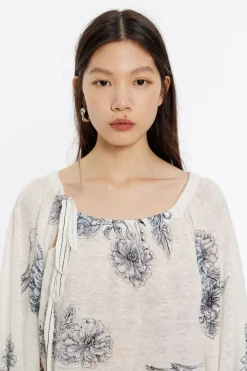 Discount BIMBA Y LOLA Jersey Fruncido Lino Canary Pop Blanco