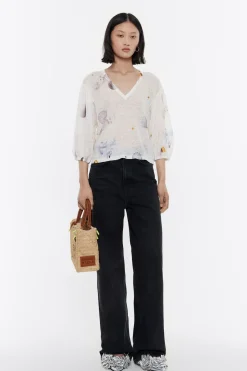 Shop BIMBA Y LOLA Jersey Lino Waves Marfil