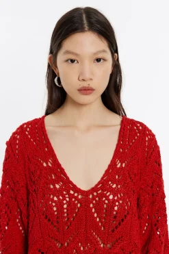 Store BIMBA Y LOLA Jersey Recto Punto Calado Rojo