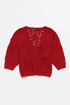 Store BIMBA Y LOLA Jersey Recto Punto Calado Rojo